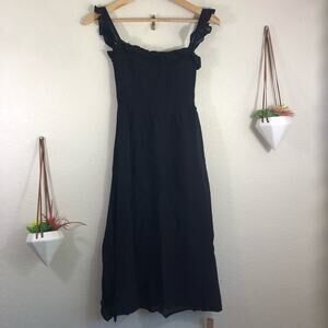 NWT Reformation Siesta black ruffle smocked dress